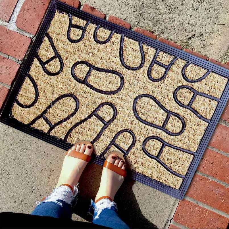 PrettyKrafts Anti-Slip Coir Doormat | Shoe Design | 40 x 60 cm | Durable & Easy to Clean