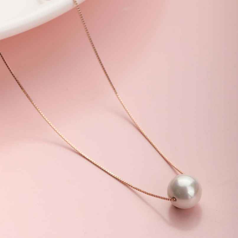 Zavya Solid Pearl Rose Gold Plated 925 Sterling Silver Pendant Necklace Zavya Solid Pearl Rose Gold Plated 925 Sterling Silver Pendant Necklace