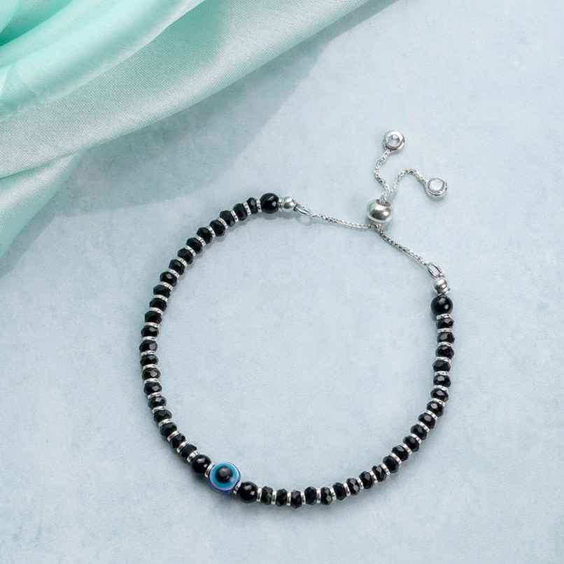 Zavya Evil Eye Rhodium Plated 925 Sterling Silver Nazaria Bracelet