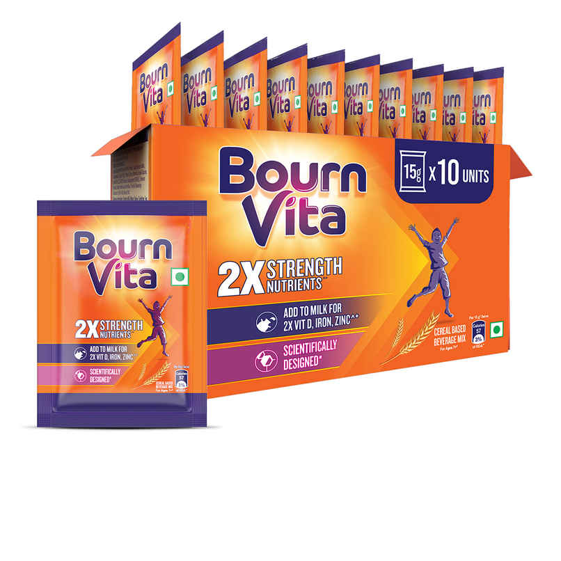 Bournvita Chocolate Nutrition Drink | Pack of 10 Sachets x 15g