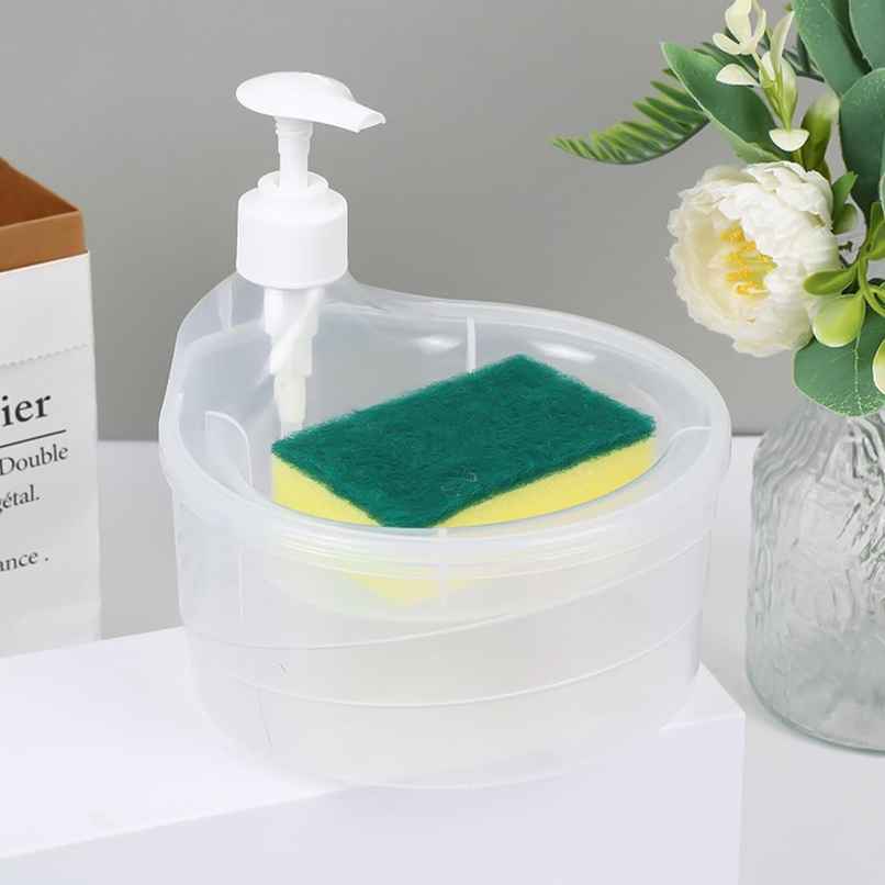 Perpetual Dish Soap Dispenser with Sponge Holder, 2 in 1 for Kitchen & Restaurant (Pack of 1)