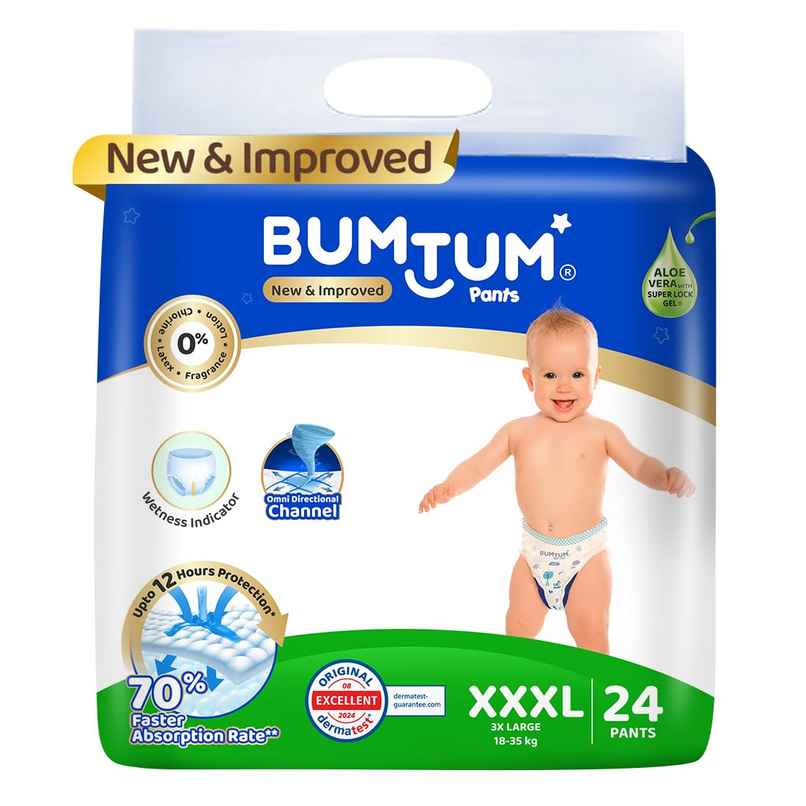 Bumtum Baby Diaper Pants, Double Layer Leakage Protection (Xxxl 24 Count)