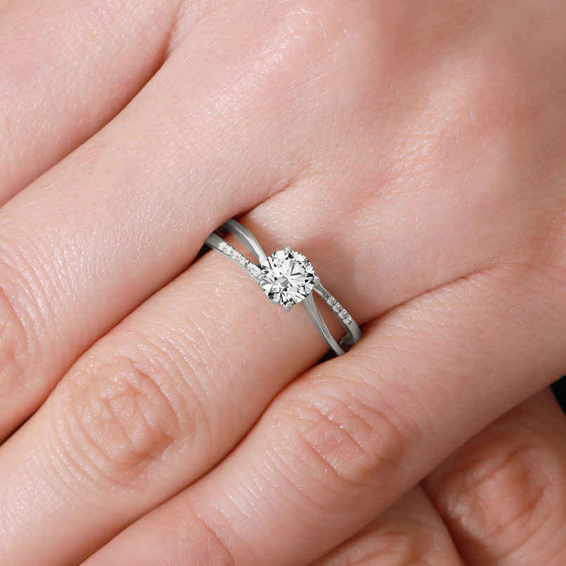 Zavya Solitaire CZ Rhodium Plated 925 Sterling Silver Ring