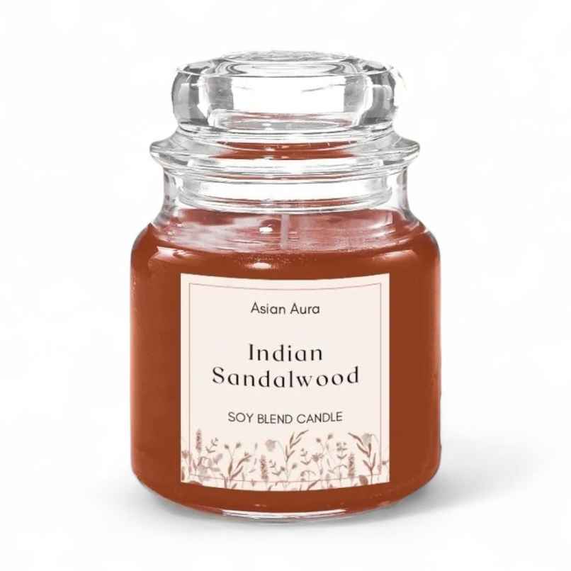 Scented Jar Candle | Indian Sandalwood | Fragranced 70G Wax | Asian Aura