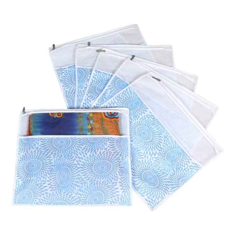 PrettyKrafts Blue Saree Covers | Cloth Covers for Sari & Wardrobe Storage - Transparent PrettyKrafts Blue Saree Covers | Cloth Covers for Sari & Wardrobe Storage - Transparent