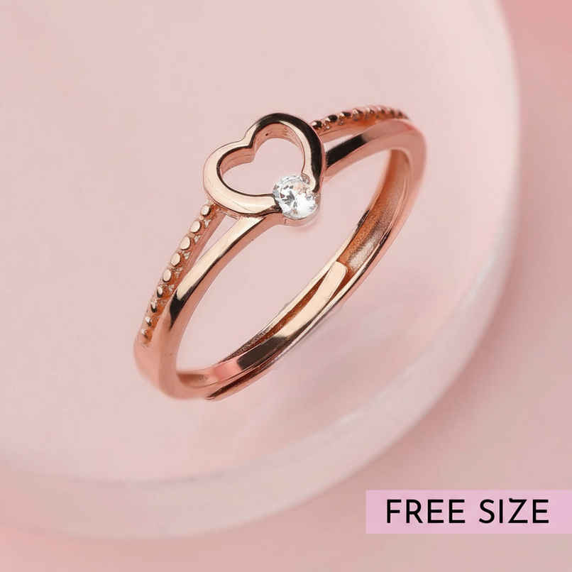 Zavya Heart CZ Rose Gold Plated 925 Sterling Silver Ring