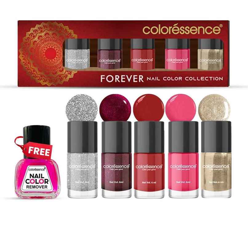 Coloressence Forever Nail Paint Kit with Free Remover| Glossy Finish | Quick Dry | Chip-Resistant
