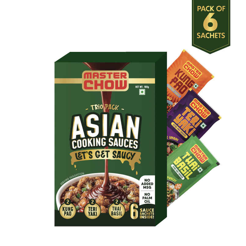 MasterChow Asian Cooking Sauces Trio Pack | Pack of Sachets | Kung Pao | Thai Basil | Teriyaki sauce