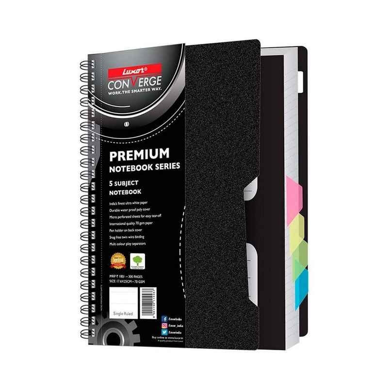 Luxor 5 Subject Single Ruled Notebook | B5 | 70 GSM | 300 pages | Off-White Luxor 5 Subject Single Ruled Notebook | B5 | 70 GSM | 300 pages | Off-White