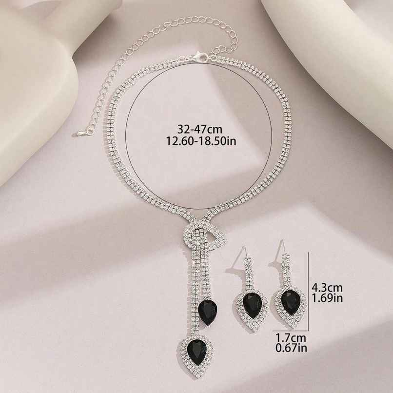 Shining Diva Fashion Stylish Design Crystal Diamond Necklace Set for Women and Girls | 15216s