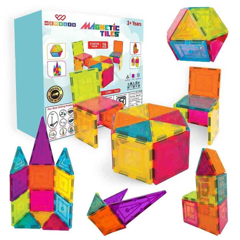 Wembley Magnetic Tiles Building Blocks For Kids Creative Learning Educational Brain Toys (16 Pcs) Wembley Magnetic Tiles Building Blocks For Kids Creative Learning Educational Brain Toys (16 Pcs)
