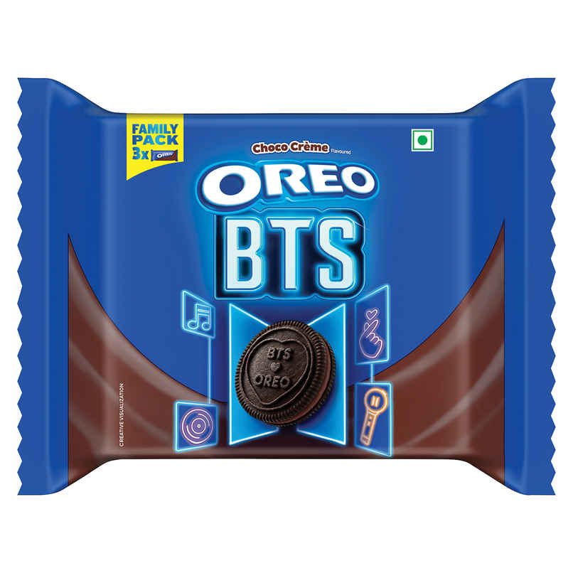 Cadbury Oreo BTS Chocolate Flavour Creme Sandwich Biscuit Family Pack Cadbury Oreo BTS Chocolate Flavour Creme Sandwich Biscuit Family Pack