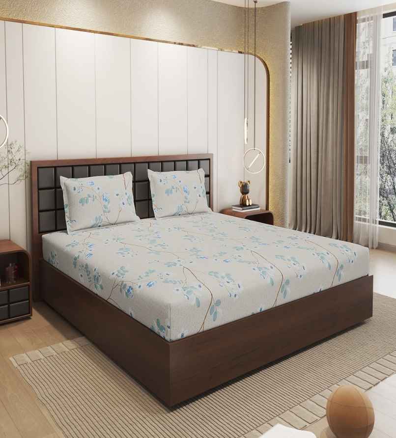 Status Imperial Corner Fitted Bedsheet | Pale Sand Wildflowers | 198 x 182 cm