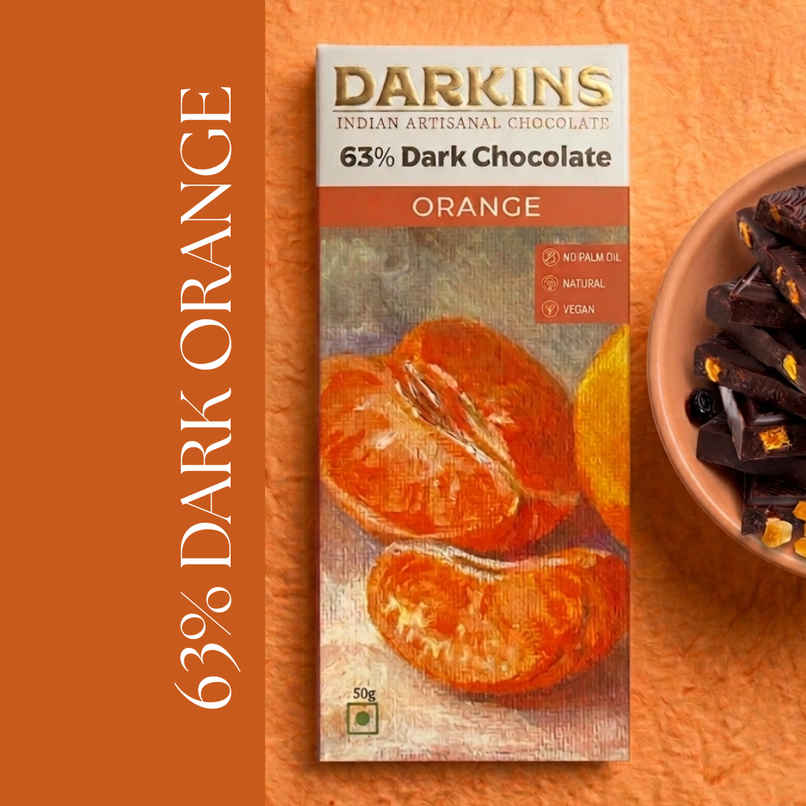 Darkins Orange Dark Chocolate Bar | 63% Rich Cocoa