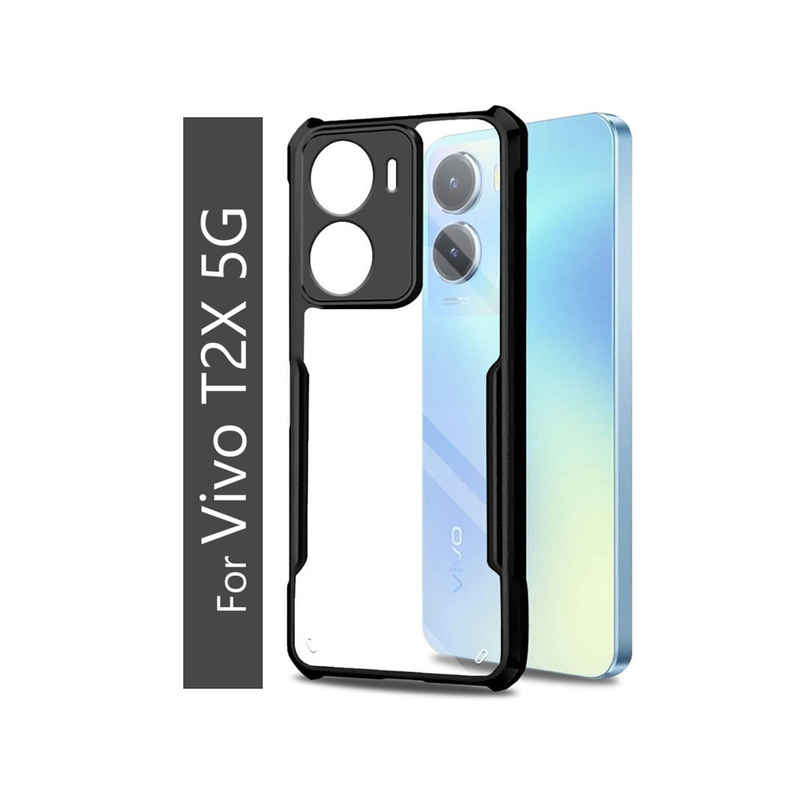 Kwine Case Vivo T2X Back Cover - Black Bordered Transparent Case