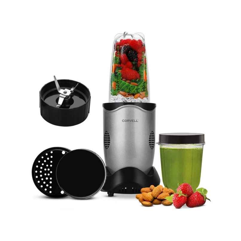 CORVELLL Nutrio Juicer Mixer Grinder - Premium Blender Smoothie Maker - 500 Watts | Silver