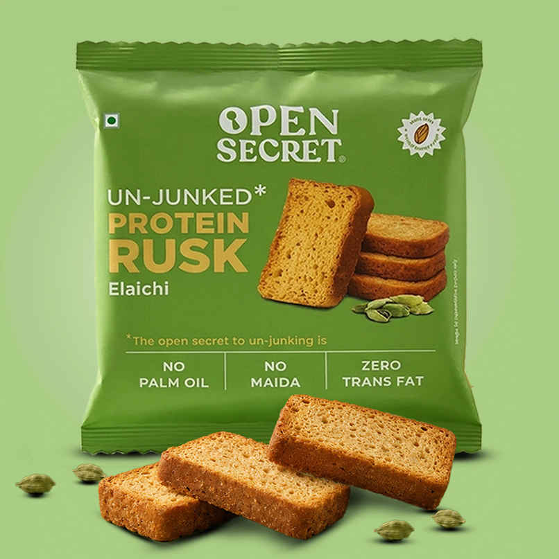 Open Secret High Protein Elaichi Rusk | No Palm Oil, No Maida, Zero Trans Fat Open Secret High Protein Elaichi Rusk | No Palm Oil, No Maida, Zero Trans Fat