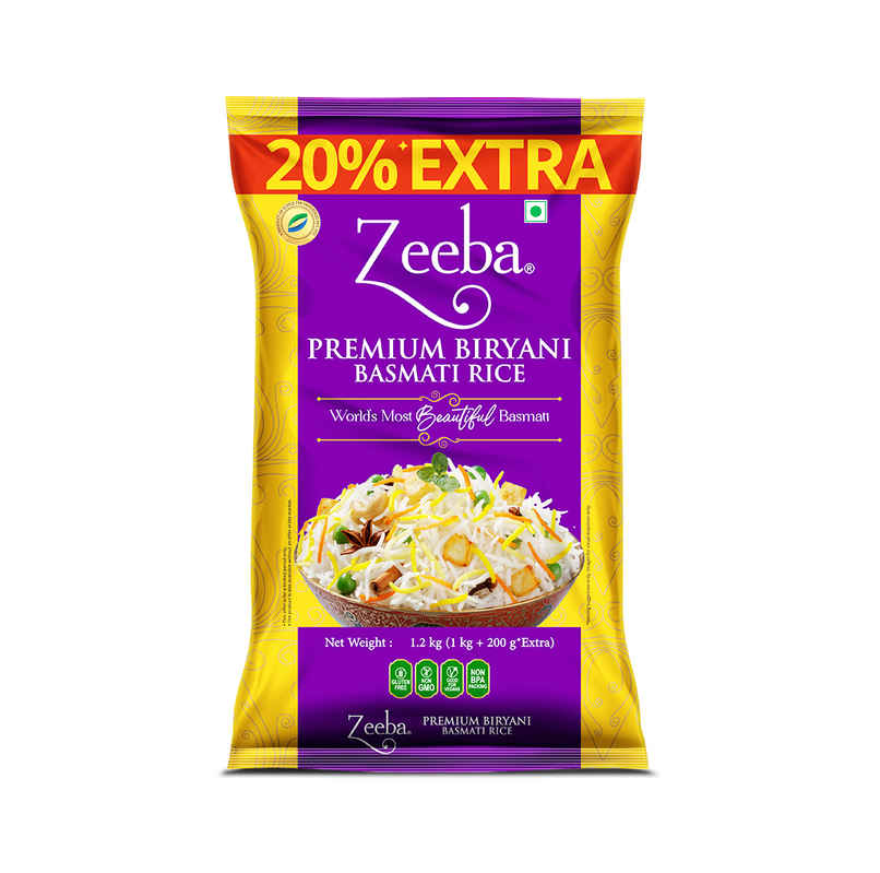 Zeeba Premium Biryani Rice | Chef's Choice| Extra Long Grains | Cooked length upto 26mm