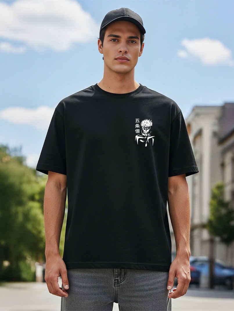 BENNY BROOKS Men's Round Neck half sleeve Oversized T-shirt |AA(ARN)BLACK131 | Black - L BENNY BROOKS Men's Round Neck half sleeve Oversized T-shirt |AA(ARN)BLACK131 | Black - L