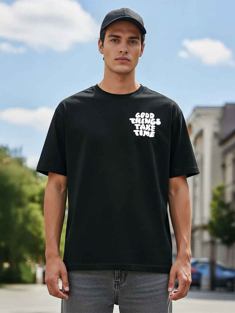 BENNY BROOKS Men's Round Neck half sleeve Oversized T-shirt |AA(ARN)BLACK62 | Black - M BENNY BROOKS Men's Round Neck half sleeve Oversized T-shirt |AA(ARN)BLACK62 | Black - M