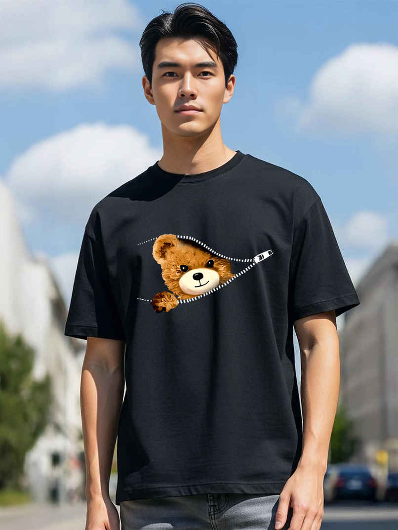 BENNY BROOKS Men's Round Neck half sleeve Oversized T-shirt |AA(ARN)BLACK257 | Black - XL BENNY BROOKS Men's Round Neck half sleeve Oversized T-shirt |AA(ARN)BLACK257 | Black - XL