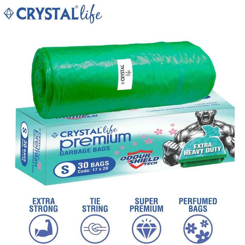 Crystal Life Premium Garbage Bag Small Green