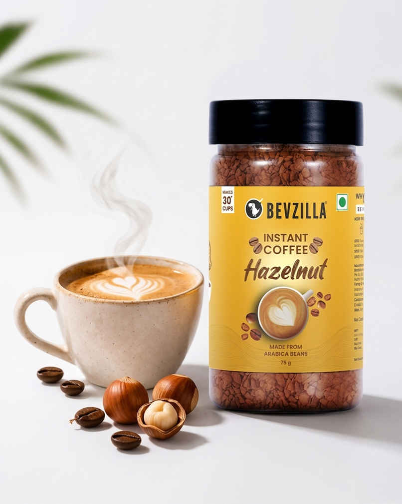 Bevzilla Hazelnut Instant Coffee Powder | Jar Bevzilla Hazelnut Instant Coffee Powder | Jar