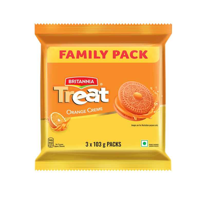 Britannia Treat Orange Creme Sandwich Biscuits | Trans Fat-free