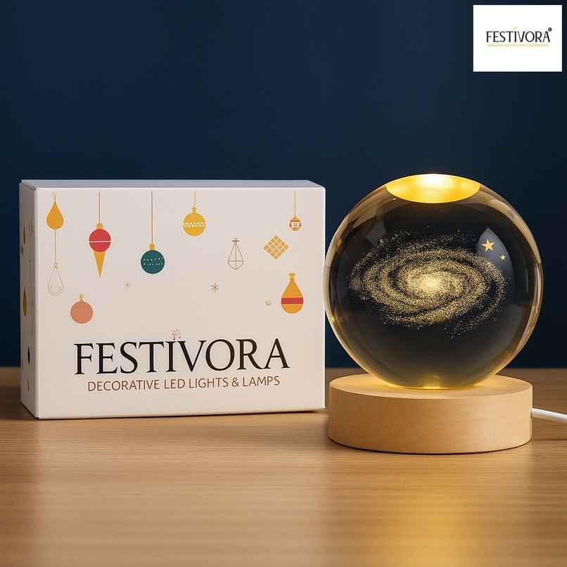 Festivora 3D Galaxy Crystal Ball Night Led Lamp | Gifting | Home Decor Festivora 3D Galaxy Crystal Ball Night Led Lamp | Gifting | Home Decor