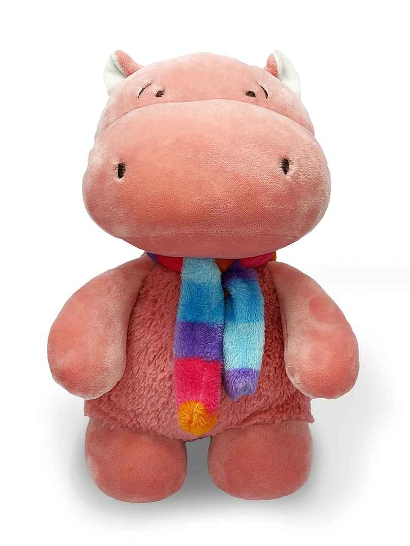 Mirada Super Soft 25 cm Hippo With Scarf - Coral