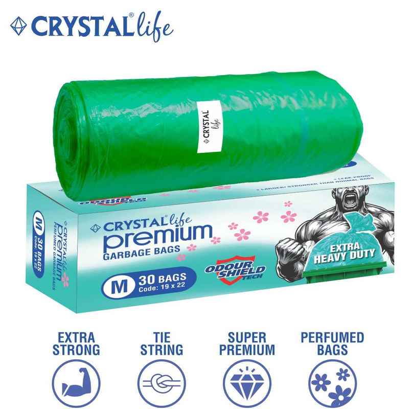 Crystal Life Premium Garbage Bag Medium Green