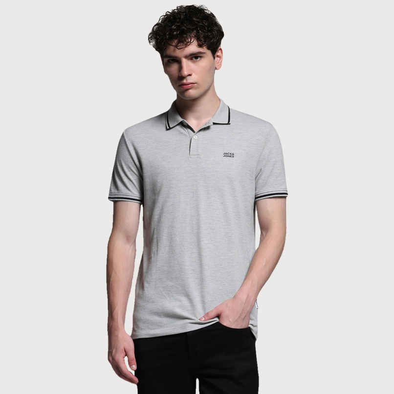 JACK & JONES Men's Regular Fit Short Sleeves Polo T-shirt | Grey - M