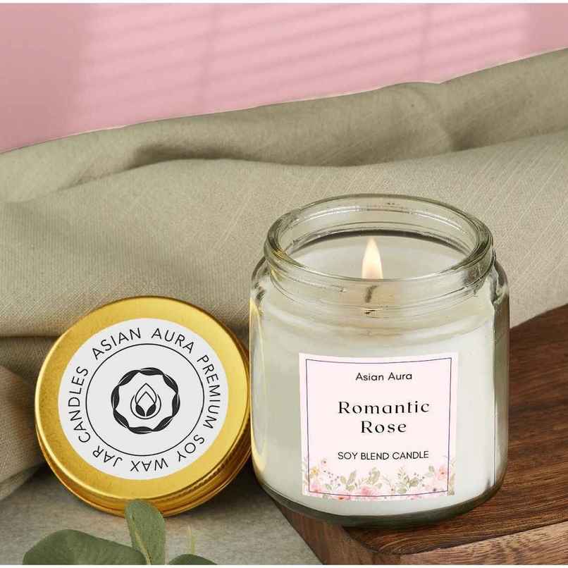 Asian Aura Scented Glass Jar Candle | Romantic Rose Asian Aura Scented Glass Jar Candle | Romantic Rose