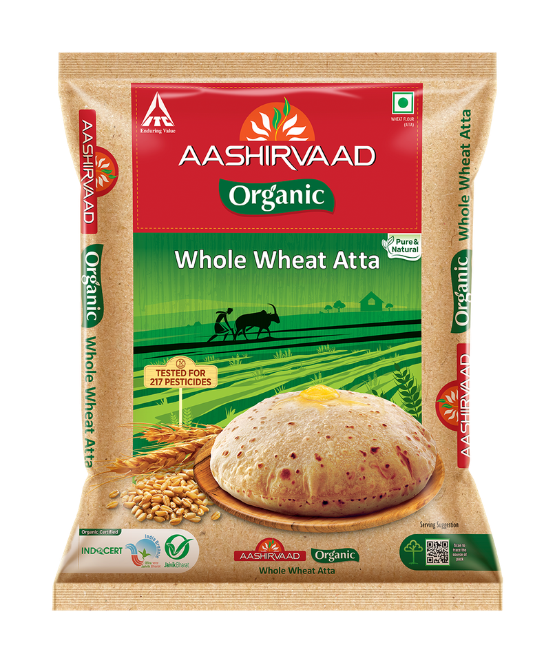 Aashirvaad 100% Organic Whole Wheat Atta, 0% Maida