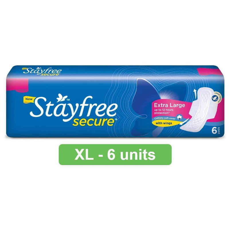 Stayfree Secure Sanitary Pads | XL | 6 pcs