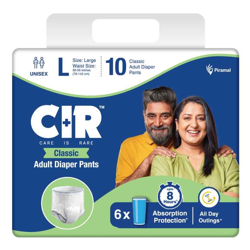 CIR Classic Adult Diaper Pants Style 8 hr Absorption Protection Odour Control Cotton Soft Feel | L