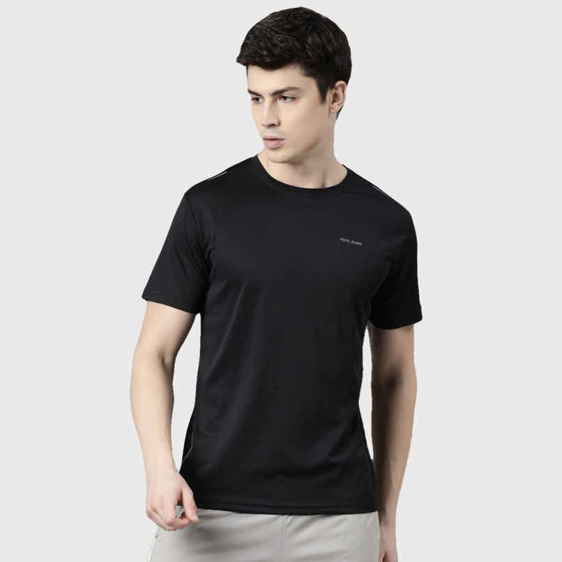 Pepe Jeans Mens Black Dry Fit T-Shirt  - Pack of 1 (XXL) Comfort Fit, Soft Fabric, Breathable