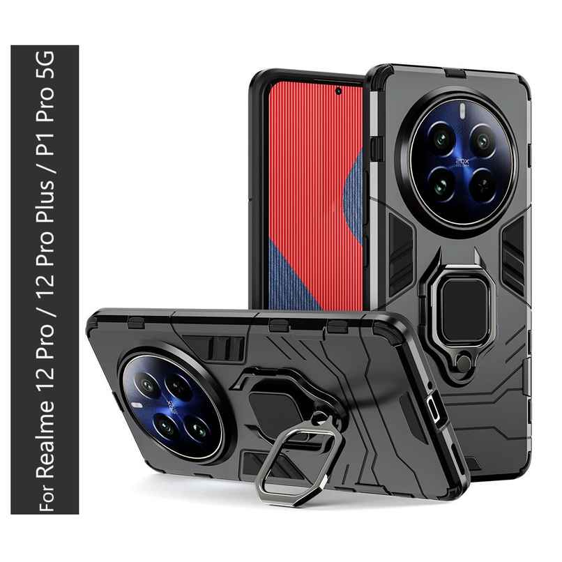 Kwine Case Realme 12 Pro / 12 Pro Plus / P1 Pro 5G Back Cover - Ring Holder Stand Case