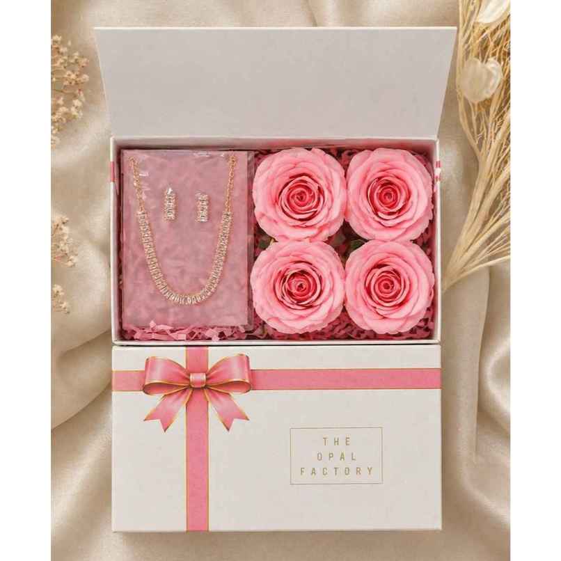 The Opal Factory Baguette Diamante Necklace Set with Roses | Rose Gold | Rakhi Gifts The Opal Factory Baguette Diamante Necklace Set with Roses | Rose Gold | Rakhi Gifts