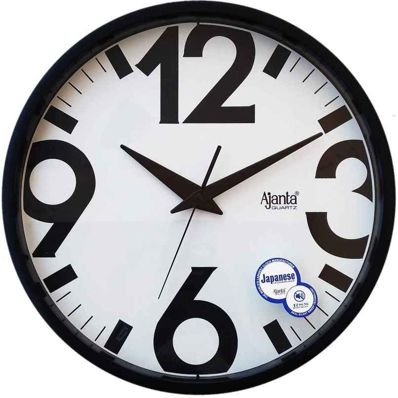 Ajanta Analog 31 cm x 31 cm Wall Clock | Black | With Glass | Standard Ajanta Analog 31 cm x 31 cm Wall Clock | Black | With Glass | Standard