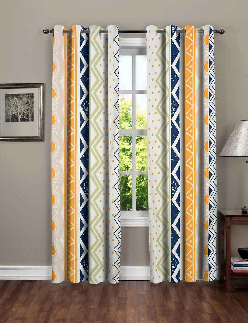 BAY6 Microfiber Cotton Door Curtains - Set of 2 - (7x4 ft) - White