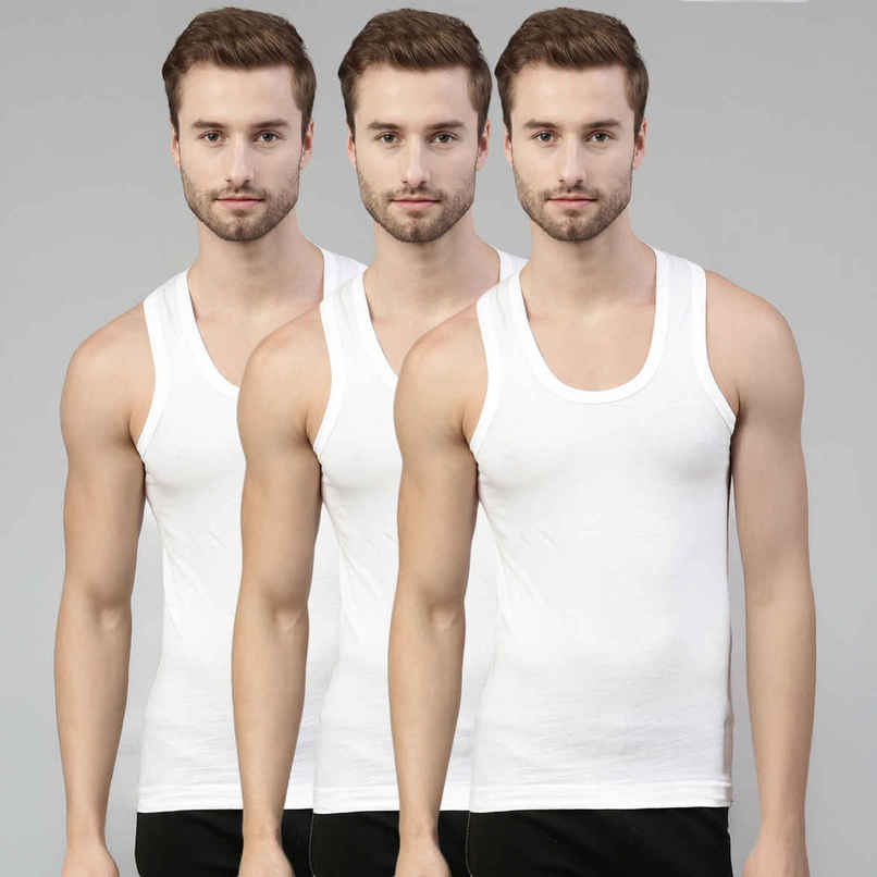 Dixcy Scott Men's Solid 100% Combed Cotton Itch - Free U-neck Sleeveless Vest | White - S