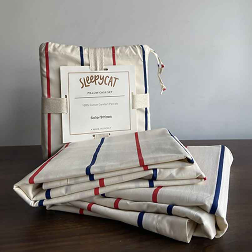 Sleepycat Cotton Pillow Cover with Envelope Closure, Pack of 2, 28x18 in | No Pillows Included