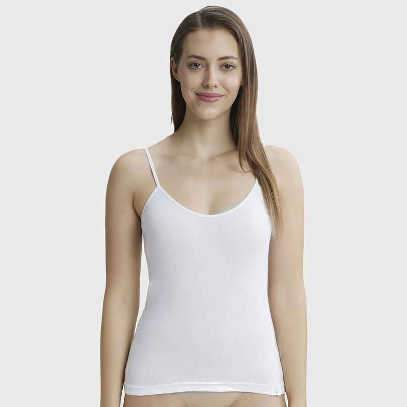 Jockey 1487 Women's Super Combed Cotton Rib Camisole|Adjustable Straps | White-XXL