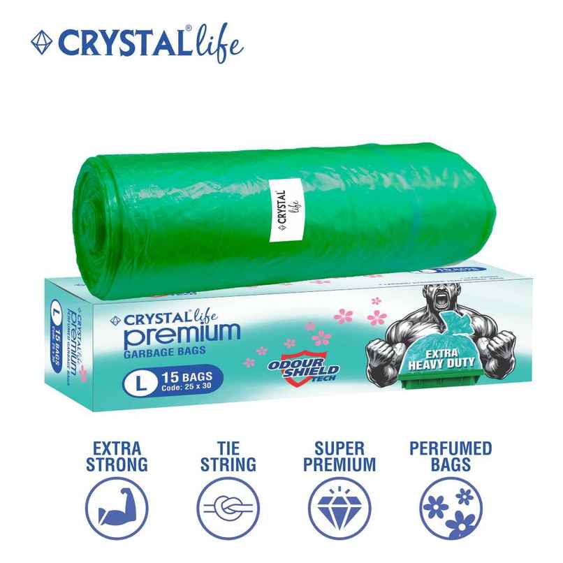 Crystal Life Premium Garbage Bag Large Green