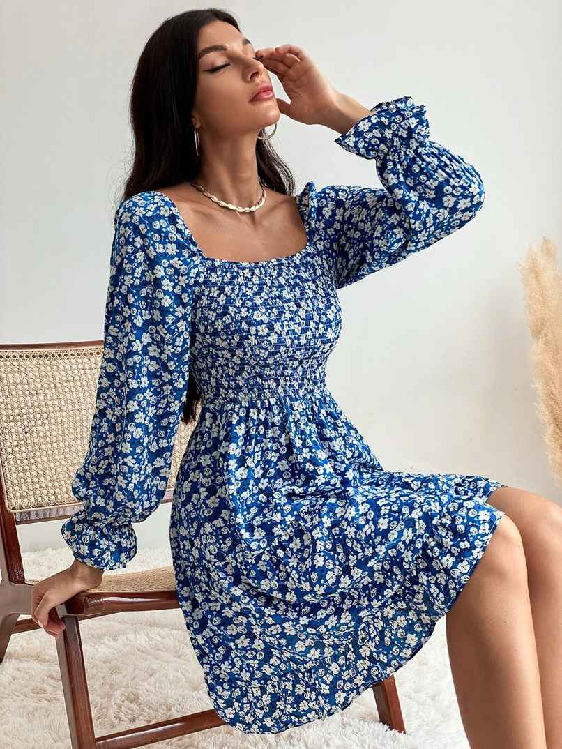 Sheetal Associates Women's Fit and Flare Above Knee | Mid Thigh Length Dress | 7133 |Blue & White-M Sheetal Associates Women's Fit and Flare Above Knee | Mid Thigh Length Dress | 7133 |Blue & White-M