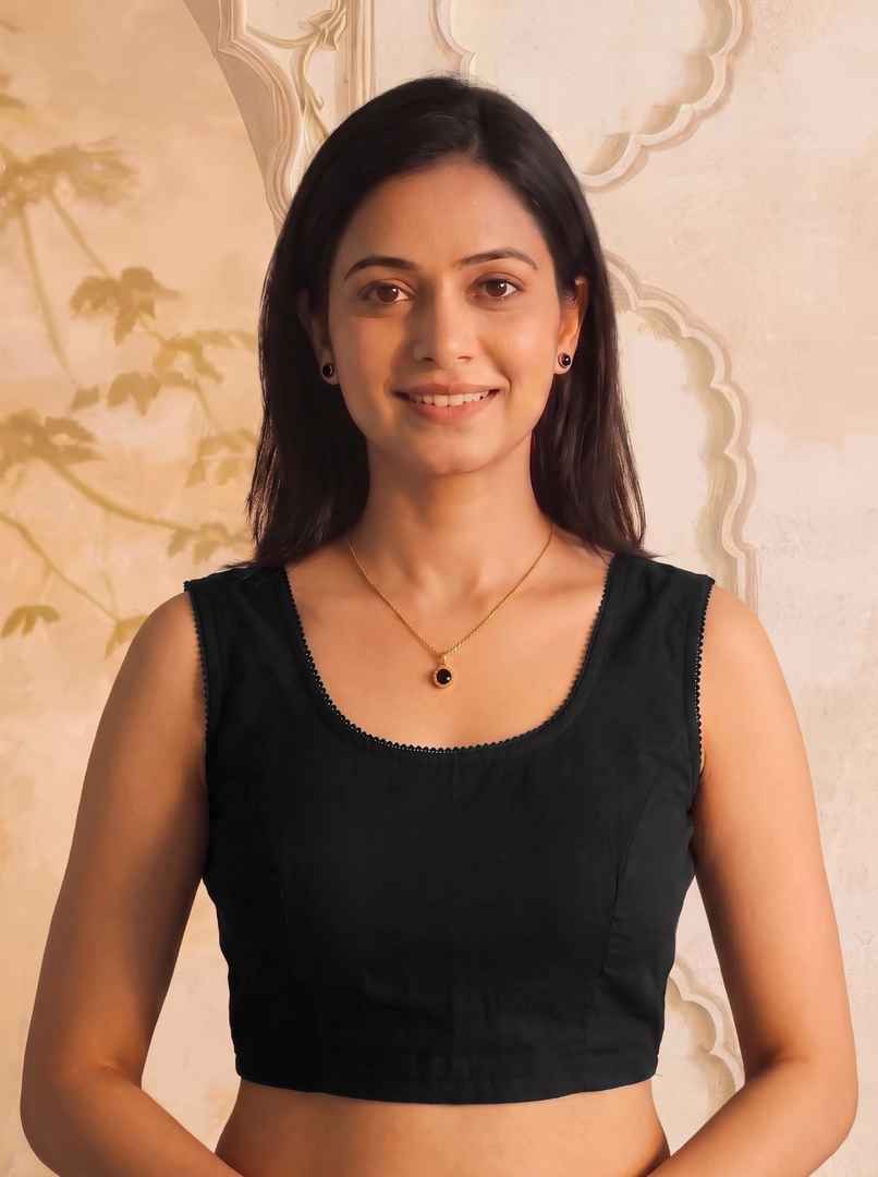 Tikhi Imli Women's Polyester Sleeveless Stitched Blouse | Black | S Tikhi Imli Women's Polyester Sleeveless Stitched Blouse | Black | S