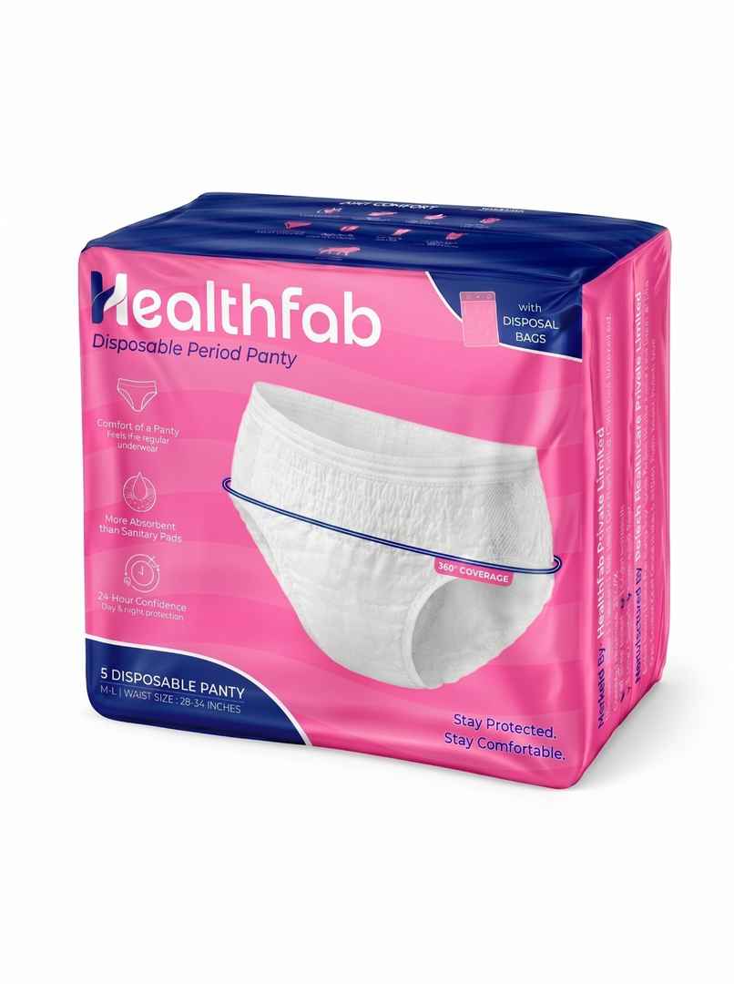 Healthfab Disposable Period Panty Women | M/L | Waist 28-34 Inches | Heavy Flow | Full Coverage | Soft
