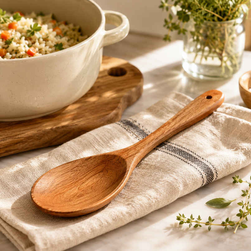 Petals Neem Wood Spatula - Oval Ladle/Serving/Cooking Spoon Petals Neem Wood Spatula - Oval Ladle/Serving/Cooking Spoon