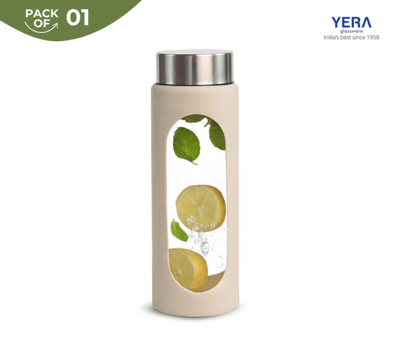 Yera Glassware Aqua Bliss Water Bottle with Sleeve | 500 ml Yera Glassware Aqua Bliss Water Bottle with Sleeve | 500 ml